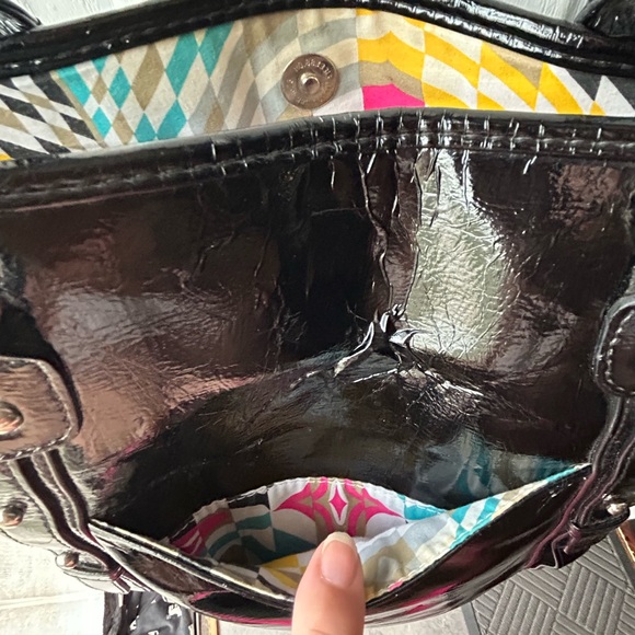 Roxy Large Colorful Estilo Black Tote with colorful lining